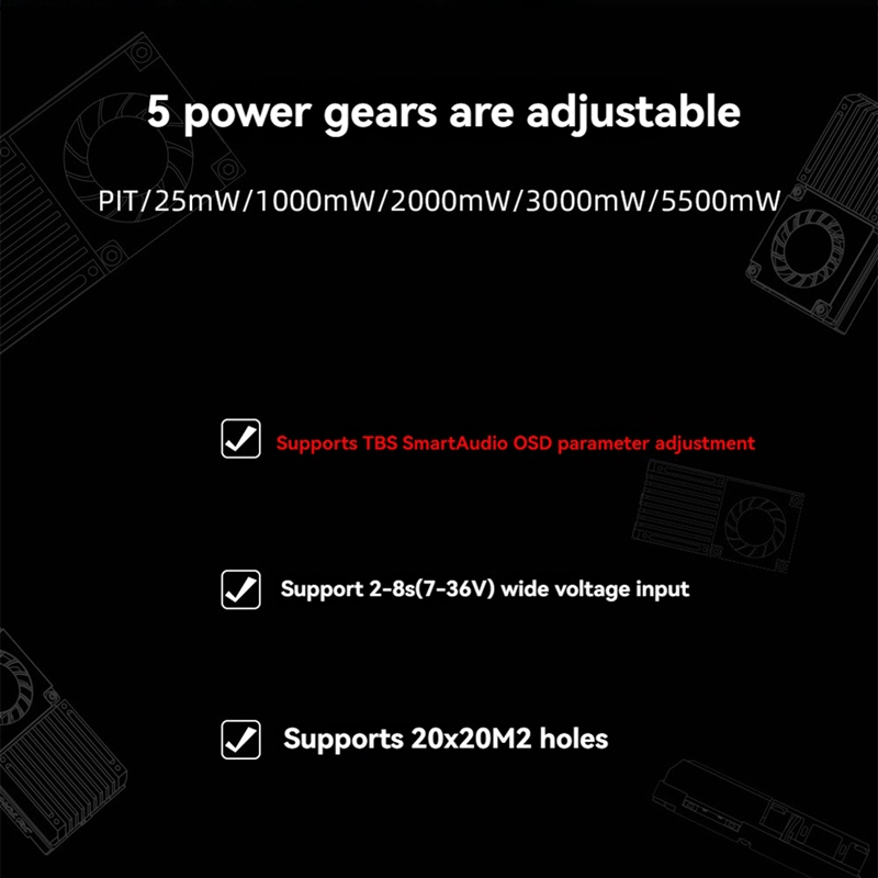 5.8G 5.5W VTX 64CH High Power  - Fpv Drone Transmitter avis et prix